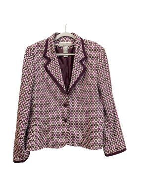 Sag Harbor blazer Womens 14 jacket Purple Geometric Wool Career Preppy Business